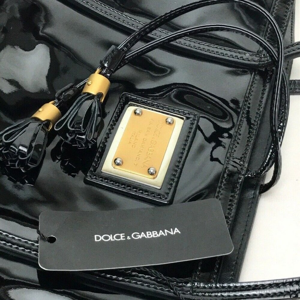 DOLCE&GABBANA BB1564 Logo Plate Shoulder Bag Tote - Picture 9 of 10